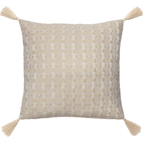 Coussin Déco à Pompons "Perla" 40x40cm Naturel (1/5)