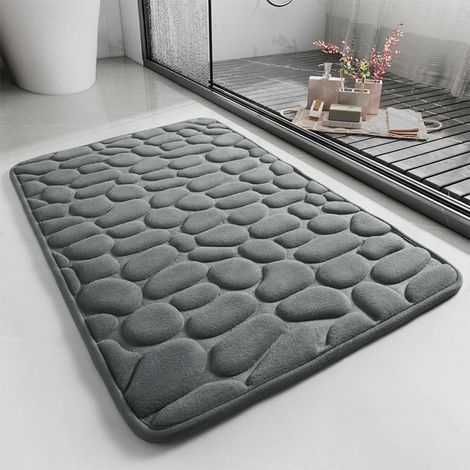 1 Tapis de bain, mousse à mémoire de forme, antidérapant, lavable machine, salle de bain, gris foncé (1/5)