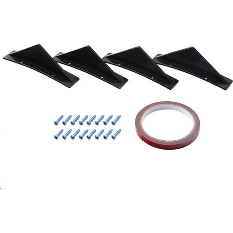 4 pièces pare-chocs arrière de voiture aileron de requin Triangle spoiler universel noir Style incurvé (1/5)
