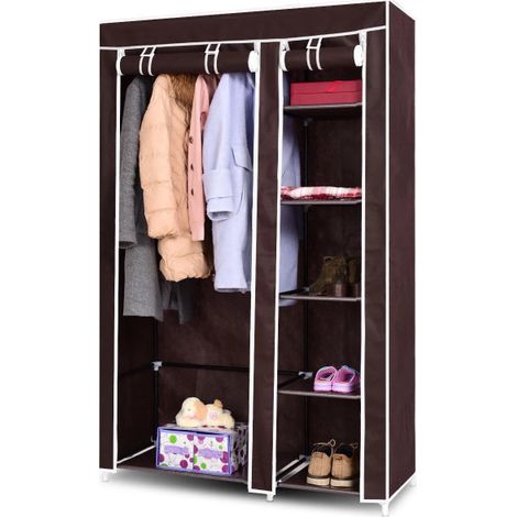 Aufbewahrungsschrank aus Canvas, Aufbewahrungsschrank - Kleiderschrank/Kleiderschrank aus Vliesstoff (Kaffee) (1/5)