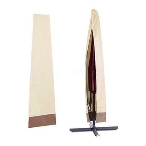 Housse Parasol Jardin Extérieur,Couverture Protection pour Parasol en 600D Oxford Imperméable avec Sac de Rangement pour Terrasse,Jardin Anti-UV/Vent (200x60x55cm Beige Café)-