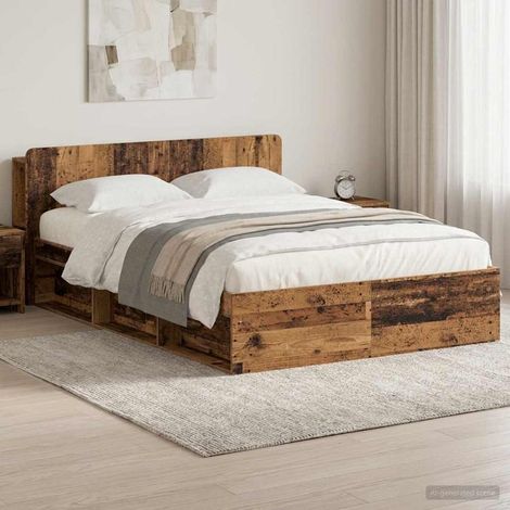 vidaXL Cadre de lit avec rangement Bois ancien 150 x 200 cm (1/5)