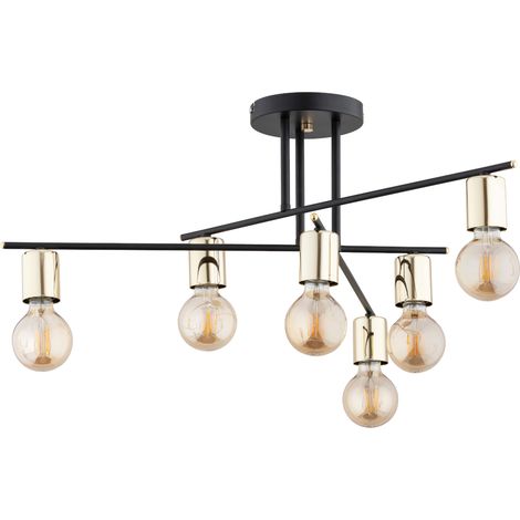 Plafonnier loft métal noir/or Panama Alfa 6xE27 15W (1/3)