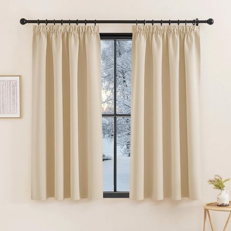 Lot de 2 Rideau Occultant, Isolation Thermique, Galon Fronceur, Polyester, Pour Chambre Cuisine (1/5)
