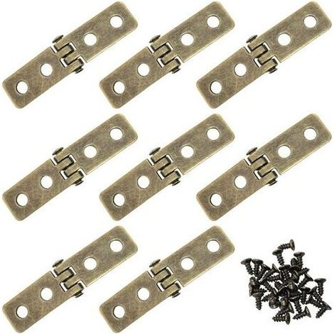 Lot de 8 charnières en bronze antique vintage (avec vis de fixation) - Charnières pliantes à rabat étroit pour boîtes, boîtes à bijoux, armoire, armoire (1/5)