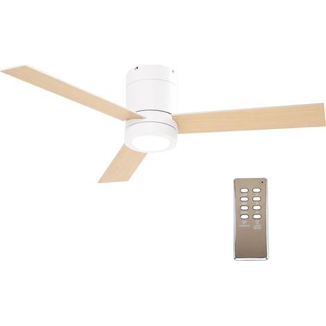 Ventilateur de plafond 2 en 1 avec éclairage LED, 3 vitesses, fonctionnement silencieux, télécommande, diamètre 112 cm, coloris naturel et blanc (1/5)