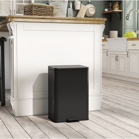 Cubo de basura con pedal 20 L 34,2 x 30,6 x 44,2 cm acero inoxidable negro - CHICFURN (1/5)
