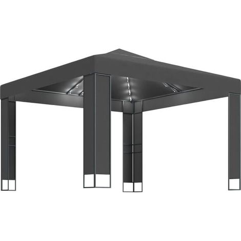 Gazebo à double toit gris anthracite de 3 x 3 mètres avec éclairage LED (1/5)