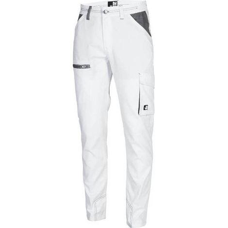 Pantalon de Travail Marlow - Taille S - Blanc/Gris - Résistant et Confortable - D-Work