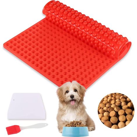 Tapis Cuisson Silicone 468 Cavités Demi-Boules 1, 2cm, Croquettes Chien, Mini, avec Spatule, Snack Animal (1/5)