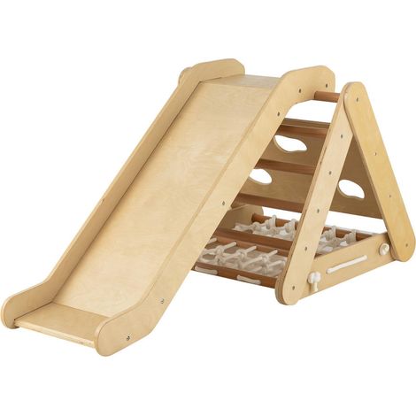 Montage facile triangle d'escalade 4 en 1 enfant avec toboggan, rampe et filet d'escalade (1/5)