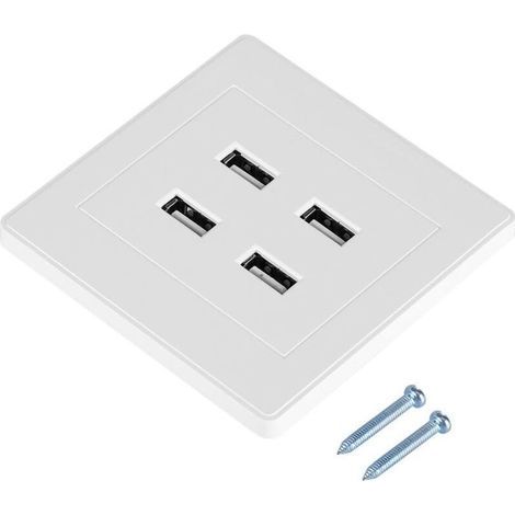 Presa a muro con 4 porte USB - Tensione 110-250 V - Corrente CC 5 V (bianca) (1/5)