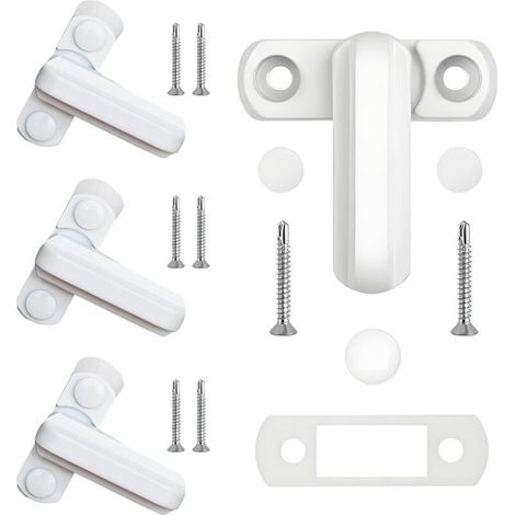 Lot de 4 Sécurité de Fenêtre Serrure de Fenêtre en Métal Blanc Sécurité Fenêtre Anti-Intrusion pour Différentes Portes et Fenêtres et Sécurité de la Maison (1/5)
