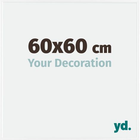 Cadre photo 60x60 cm en plastique blanc brillant – Plaque de verre résistante aux UV – Système anti-reflet – Pour portrait ou paysage (1/5)