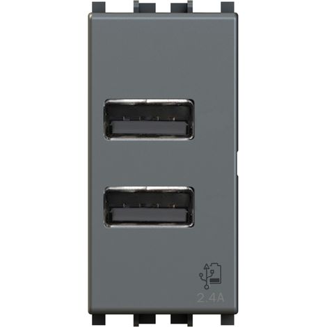 4Box Presa USB 2.4 Ampere, Compatibile con Vimar Arkè Grigio (1/4)