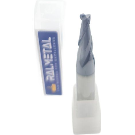 Fresa conica in metallo duro integrale per stampi piatti D4 x 1° x 15 x D6 x 50 mm AlTiN 45 HRC (1/2)