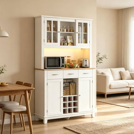 Colonna cucina 100x39,5x180 cm in legno bianco con contenitore, FloraGrace (1/5)
