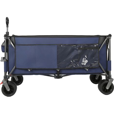 Chariot pliant XXL 300L avec roues tout-terrain 250 kg capacité, 130 cm avec structure en métal renforcé, bleu (1/5)