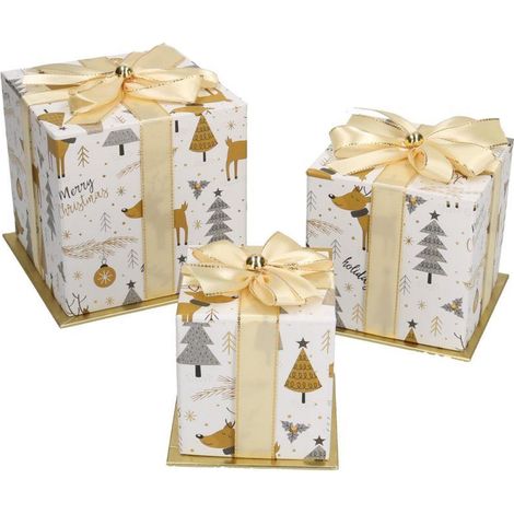 Scatola cartone 1-3 bianco oro quadro cm14x14h12,5 (1/2)