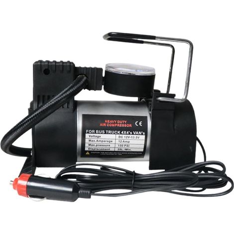 Compresseur Air Portatif Voiture - Gonfleur Pneu 12V Ałlume Cigare 7.87 Inches Pompe Électrique Avec Manomètre Mini Station De Gonflage Pour Auto Et Moto, Robuste, Performance Pour Matelas Ballon