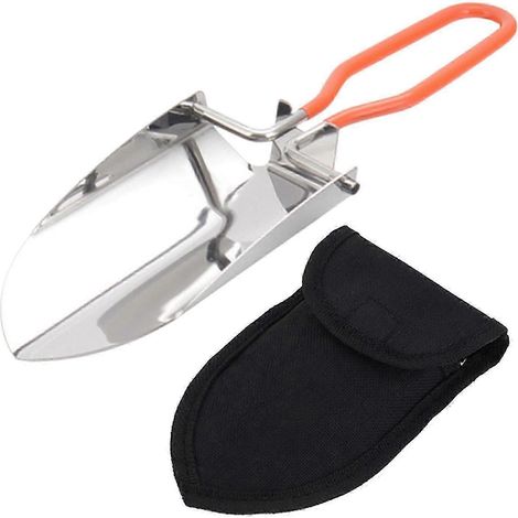 Truelle de jardin pliante, petite bêche à main, bêche de jardinage, bêche de camping pratique, mini-bêche pour la randonnée et les travaux agricoles en extérieur-Orange with Bag (1/5)
