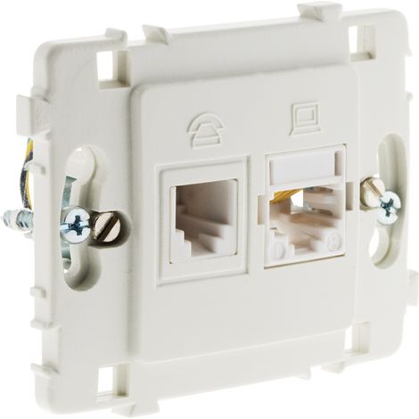 Prise RJ11 + RJ45 nu - blanc - Clarys - Zenitech (1/4)