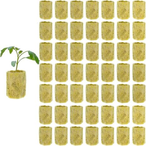 50 Pieces Rock Wool Blocks, Hydroponic Cubes, Caps Wool Plant Cubes, for Landless Cultivation, Seedlings, Cuttings, Cloned Plants, Hydroponics, Simplified Seedlings (1/5)