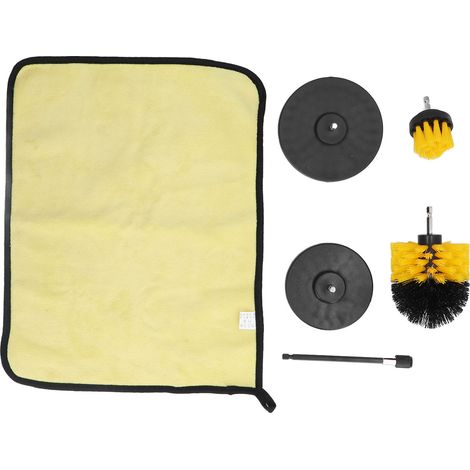 Kit de nettoyage de voiture en 6 pièces avec brosse rotative et accessoire extensible, comprenant une brosse électrique pour le nettoyage. (1/5)