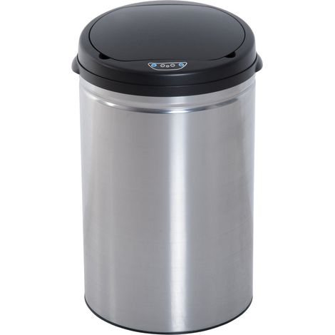 Poubelle automatique 30L détecteur mouvement couvercle fermeture douce étanche bureau cuisine noir argent