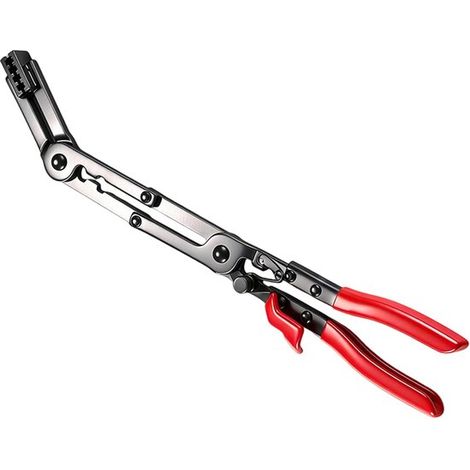 Gerade gebogene Schlauchschellenzange mit Verriegelungsmechanismus zum schnellen Lösen schwer zugänglicher Schlauchschellen robustes mit Zahnrad