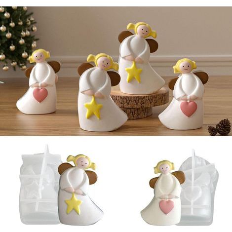 2x Moule en silicone ange 3D pour bougies, plâtre, savon – Déco de Noël DIY