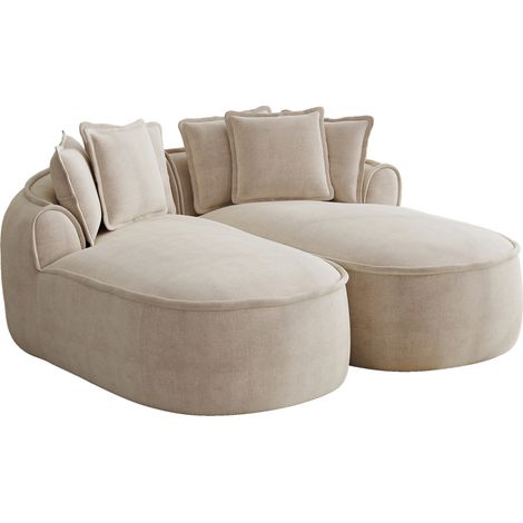 Sofá modular chenilla doble sin marco, chaise longue extra grande, color topo claro (1/5)