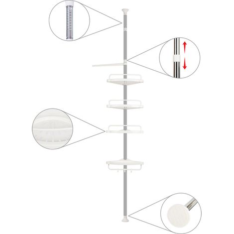 Aqrau 254 - 304cm Etagère de Douche télescopique, Etagère d'angle Hauteur Réglable - 4 étagères (1/5)
