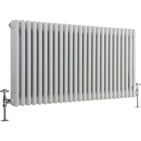 Milano Windsor White Cast Iron Style Triple Column Horizontal Radiator - 600mm x 1190mm