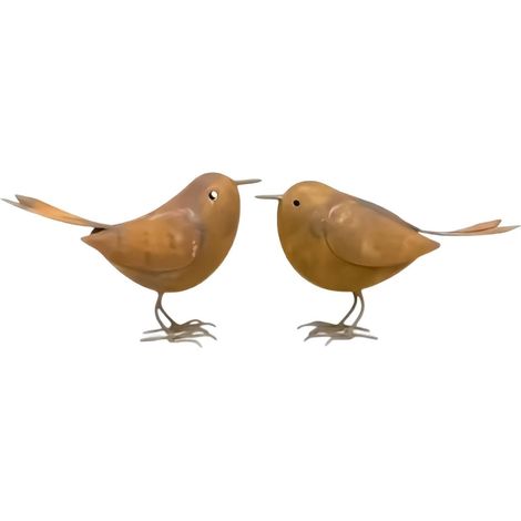 Kleine Vogelfiguren 2 Stück wetterfest rustikal Metall Vogel (1/5)