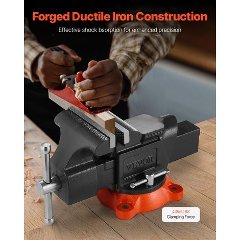 Étau Établi Polyvalent Largeur Mâchoire 127 mm, Étau Atelier Fonte Ductile, Ouverture Maximale de Mâchoire 125 mm, avec Enclume, Base Pivotante 360°, Gorge 71 mm, pour Serrage de Tuyaux Ronds (1/5)