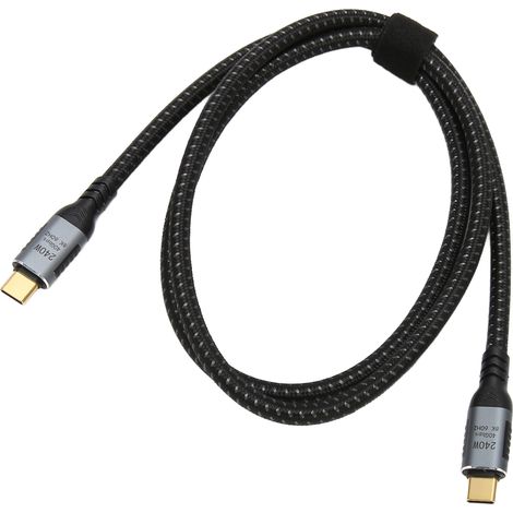 Câble de données USB 4.0 Gen 3, transfert de 40 Gbit/s, charge rapide 240 W, compatible avec les écrans 8K 60 Hz, câble USB-C vers USB-C pour ordinateur portable et tablette, 120 cm / 47,2 pouces (1/5)