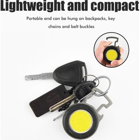 Mini-LED-Lampe mit wiederaufladbarem Akku und 800 lm, tragbare COB-Taschenlampe mit 4 Lichtmodi, faltbarem Ständer und Flaschenöffner. (1/5)