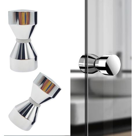 2 Stück Türknopf Duschtürknopf Türknauf Dusche Griff Knopf Dusche Beschlag Doppel Knöpfe Glastürgriff Türklinken Türgriff aus Edelstahl für Duschtür Glastüren (Silber-1) (1/5)