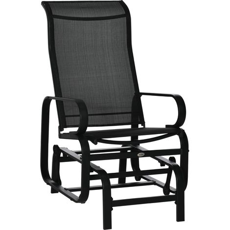 Outdoor Gliding Rocking Chair with Sturdy Metal Frame Garden Comfortable Swing Chair for Patio, Backyard and Poolside, Black