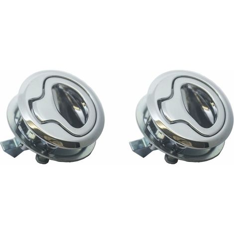 1 Pair Recessed Door Handle Round Flush Pull Handle Cabinet Door Latch Handle Drawer Knobs Cup Ring Finger Pull with Square Door Lock Spindle Bar for RV Marine Boat Drawer Cupboard Cabinet Doors (1/5)