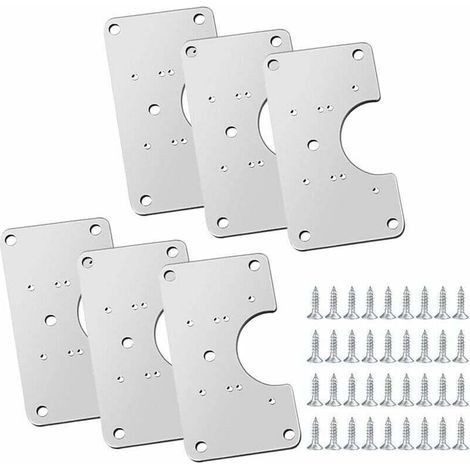 Set mit 6 Scharnierreparaturplatten aus Edelstahl, inklusive 36 Schrauben und 12 Befestigungslöchern zur Reparatur von Türen, Schränken, Wohnzimmermöbeln, Schubladen, Kisten und Fenstern, von DEBUNS (1/5)