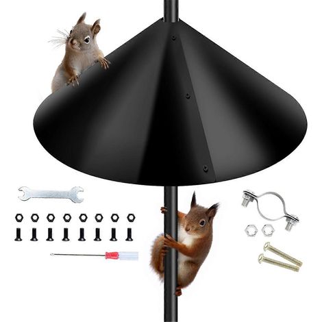 Eichhörnchenschutz für Vogelfutterhauspfosten, 40 cm (16 Zoll) Eichhörnchenstopper, schwarz (1/5)