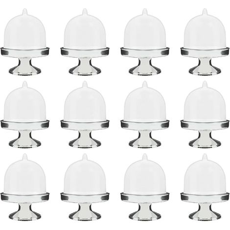 Présentoir à Gâteaux Présentoirs, Mini Support Transparant, Petit Cloche Gateau, Décoration (Argent) (1/5)
