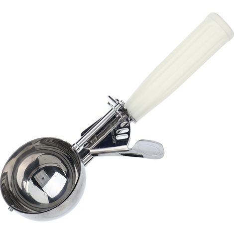 Multifunktionale Eisschaufel/Eislöffel aus Edelstahl, Küchenaccessoire mit beigefarbenem Griff, 6,7 cm Durchmesser (1/5)