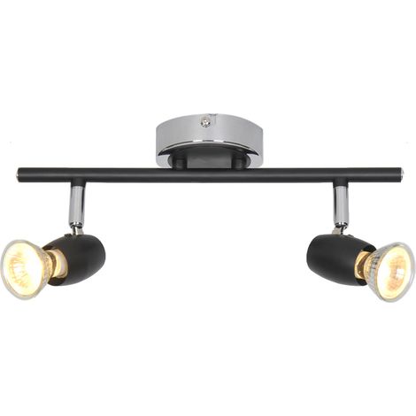 Réglette ou plafonnier moderne Alliage 2 ampoules métal noir chromé LED (1/4)