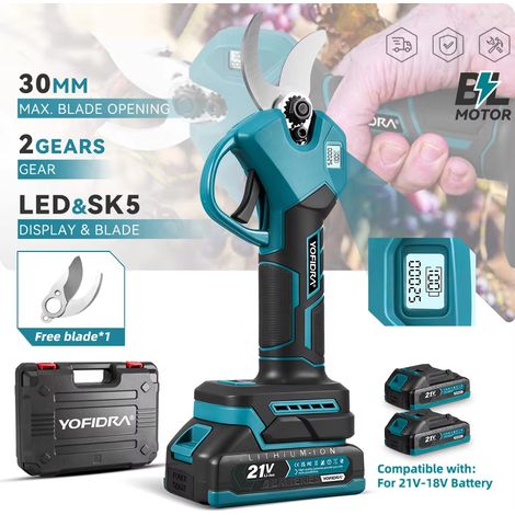 Sécateur Électrique Sans Fil 30 mm, 2 Vitesses, Outil de Taille pour Branches, Arbres Fruitiers et Jardin (1/5)