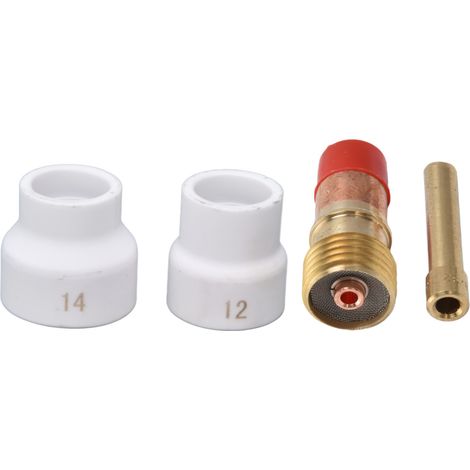Kit De Lentilles À Gaz TIG - Céramique Blanche - Pour Torche Soudure WP 17 18 26 - Porte-Électrode À Biseau Court 4C332GS - Connecteur Rainuré 17GL332 - 4 Pièces (1/5)