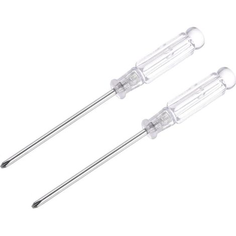 Mini Cruciforme Tournevis, 3.0mm Croix Tête avec Transparent Poignée pour Petit Appareils électroménagers, 2 Pcs H652 (1/4)