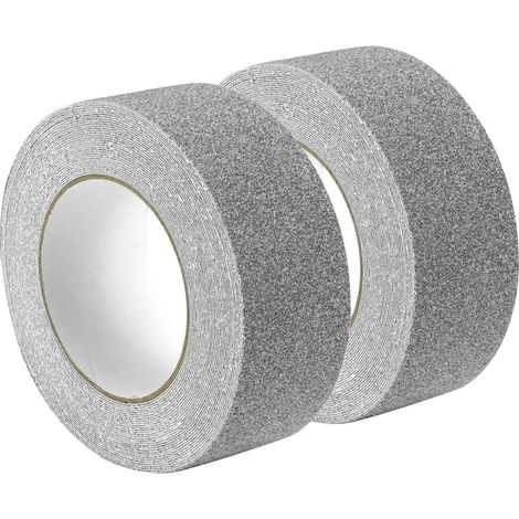2 Rouleaux bande antiderapante, 5 cm x 10 m/rouleau ruban adhésif fort, gris ruban pour marches d'escalier, pour usage intérieur et extérieur (1/5)